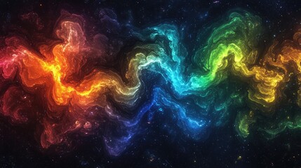 Vibrant cosmic waves in a colorful nebula