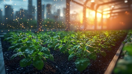Aipowered soil analysis stations scattered across large farm collecting data to optimize irrigation and fertilization with a central hub processing the information in realtime