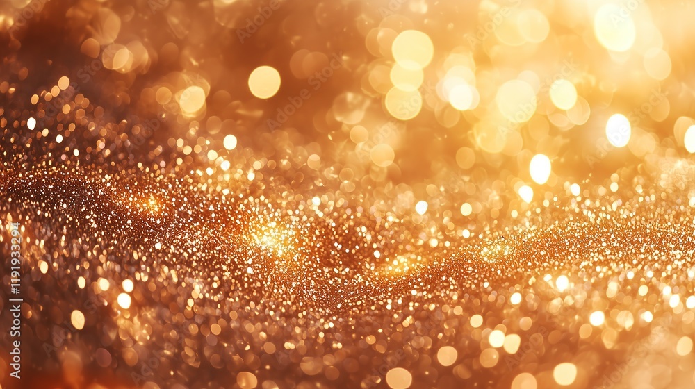 Poster golden bokeh lights creating a dreamy sparkling effect.