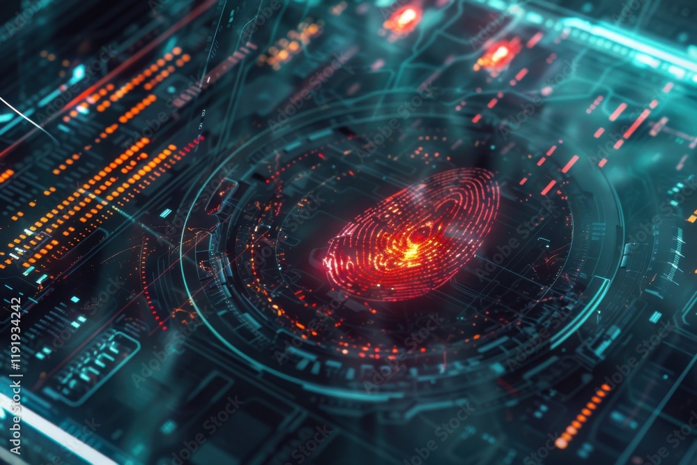Poster digital fingerprint scanning with advanced ai and cybersecurity protocols