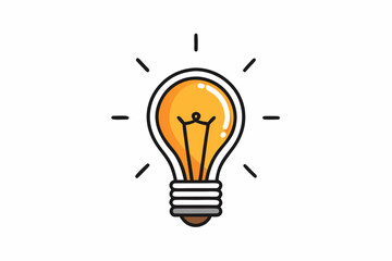 Light bulb icon illustration design with a light bulb in the middle. Light bulb line art vector illustration
