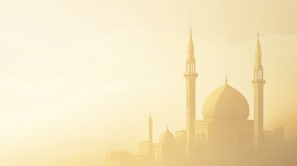 Naklejka premium Soft Abstract Illustration of Mosque with Dome and Minaret Silhouette