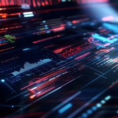Fototapeta premium Digital Data Streams Visualized: Dynamic Graphs & Charts Illuminate Insights.