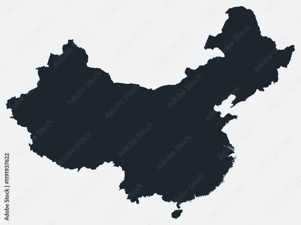 Poster china map. just a simple border map. shape of the country. flat blank china outline. vector boundary
