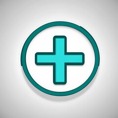 Obraz premium Teal Cross Icon Within a Circular Frame