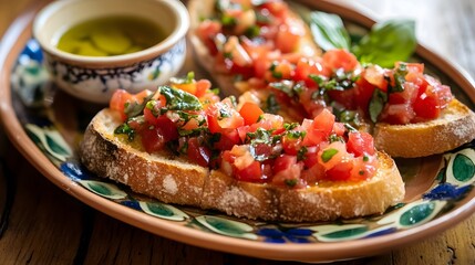 Delicious Bruschetta Toasted Bread With Tomatoes And Basil