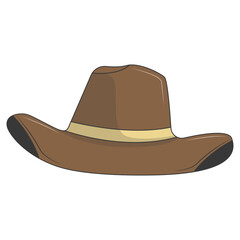 Classic Cowboy Hat Illustration Isolated on White Background. Vector Graphic Design.
