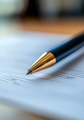 Gold Tip Pen Signs Important Documents Precisely