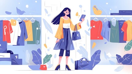 Customer using visual search on mobile phone for online shopping