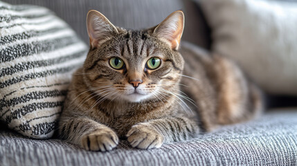close up of a pretty relax cat