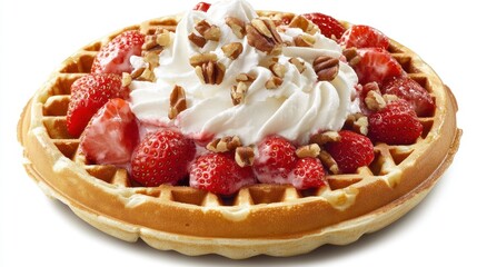 Delicious Strawberry Pecan Waffles with Whipped Cream