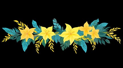 Vibrant Floral Arrangement with Detailed Botanicals and Lush Greenery for Design Projects