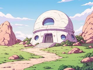Obraz premium Whimsical Dome Building in a Pastel Landscape