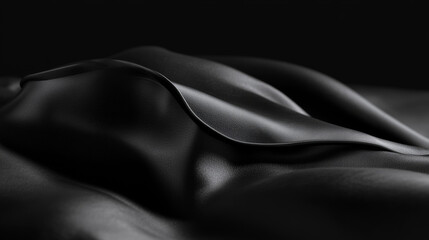 Fototapeta premium Smooth black abstract waves create mysterious landscape