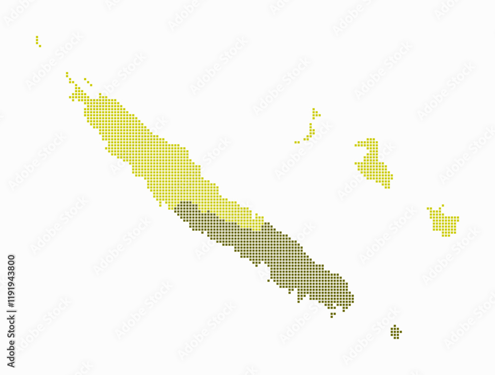 Poster new caledonia dotted map. digital style map of the country on white background. new caledonia shape 