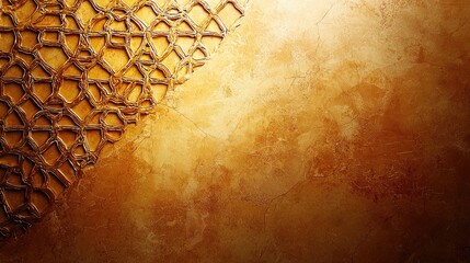 Ornate golden design on textured wall, background for religious event invitation