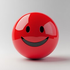 A clean, shiny Smiley emoji in deep red with a minimalistic white background