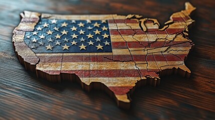USA Map Wooden Puzzle Flag