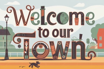 Welcome to our Town Artistic Illustration