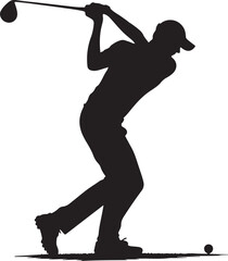 silhouette of golf player icon vector art illustration