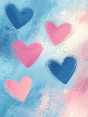 Fototapeta premium Colorful Heart Design on Blue Background for Love and Romance