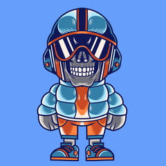 Mascot character design cartoon skull pilot
