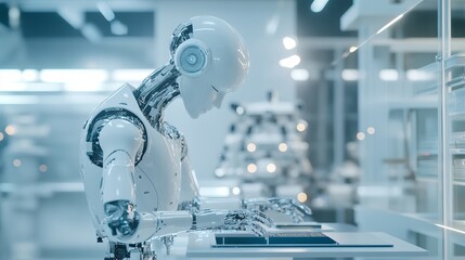 A cutting-edge artificial intelligence research institute with deep learning algorithms and AI-powered applications, AI research style, photo of