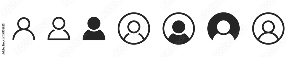 Poster user profile icon set. profile avatar icon vector, user account profile black circle in flat style ,