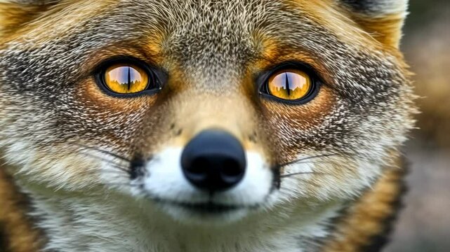 Close-up view of a fox showcasing its striking eyes in a natural habitat