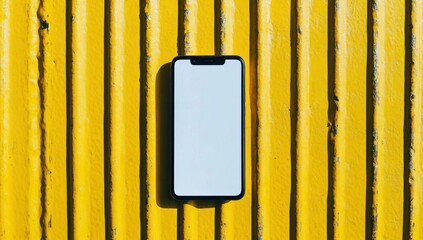 Smartphone Mockup: Yellow Corrugated Metal Background