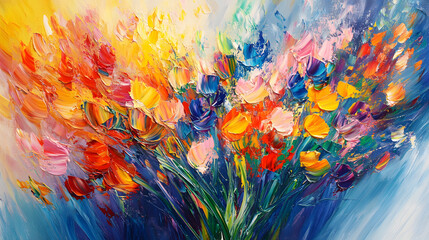 Vibrant Abstract Oil Paint Texture with Bold, Colorful Strokes