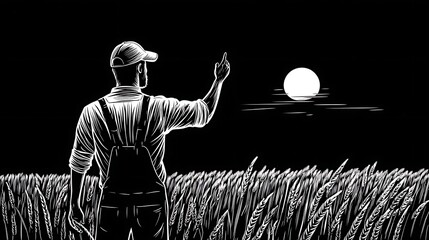 Agricultural Consultant Advising Farmers at Sunrise to Enhance Crop Production and Sustainability in a Flourishing Field with Wheat and Natural Beauty