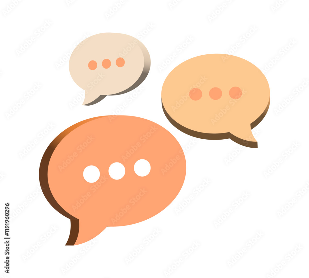 Poster 3d chat icon speech bubble symbol Chat message icons - talk message Bubble chat speech text box icon , social media communication background concept. vector illustration