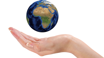a hand and the earth