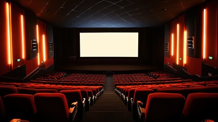 Fototapeta premium Empty Cinema Auditorium: Awaiting the Show