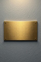 brushed rectangular metal plate with empty gold or brass nameplate mockup , decorative, gold
