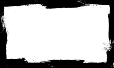 black watercolor brush painting blank space frame border picture artistic element