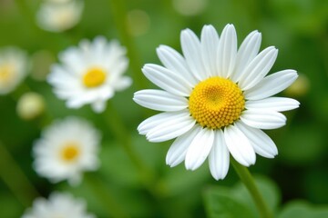 Obraz premium Close-up of individual roman chamomile flower heads with delicate petals and center details, botanical, detail