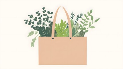 A Paper Bag Filled With Lush Green Plants