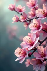 Obraz premium Delicate pink blooms sway gently in the breeze, foliage, gentle