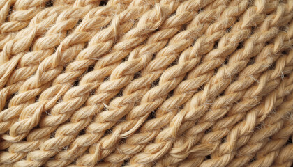 Close-Up of Braided Sisal Fiber Texture
