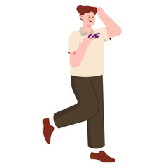 Woman Walking with a Phone Illustration