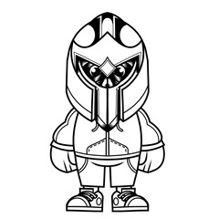 Mascot character design cartoon skull knight outline