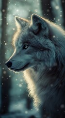 Obraz premium Portrait of a beautiful wolf in the winter forest