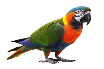 Obraz premium Beautiful colorful parrot isolated on a white background.