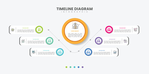 Infographic label design with circle infographic template design and 6 options or steps. Can be used for process diagram, presentations, workflow layout, banner, flow chart, info graph.