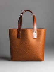 A stylish brown tote bag with leather handles, perfect for everyday use and adding a touch of elegance to any outfit.