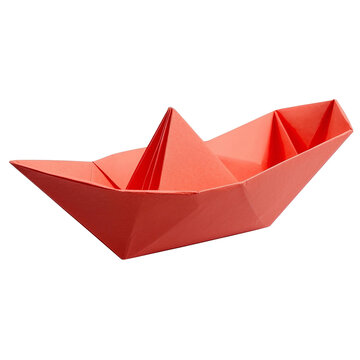recommend clip art: red origami paper boat on transparent background