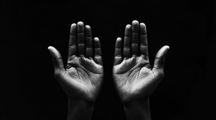 Upraised Hands: A Monochromatic Study of Supplication and Hope