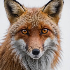 Fototapeta premium A fox with heart-shaped eyes on a white background.